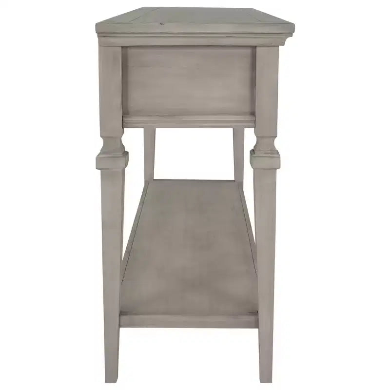 Console vintage avec rangement, Table d'entrée étroite avec tiroirs, Console de couloir de style campagnard avec étagère ouverte