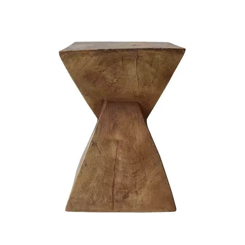 MAYEERTY 1 Pack Sculptural Hourglass Side Table, Artisan Wood-Like End Table for Living Room, Patio