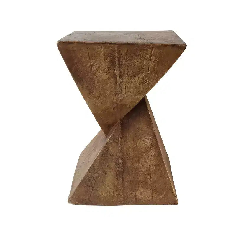 MAYEERTY 1 Pack Sculptural Hourglass Side Table, Artisan Wood-Like End Table for Living Room, Patio