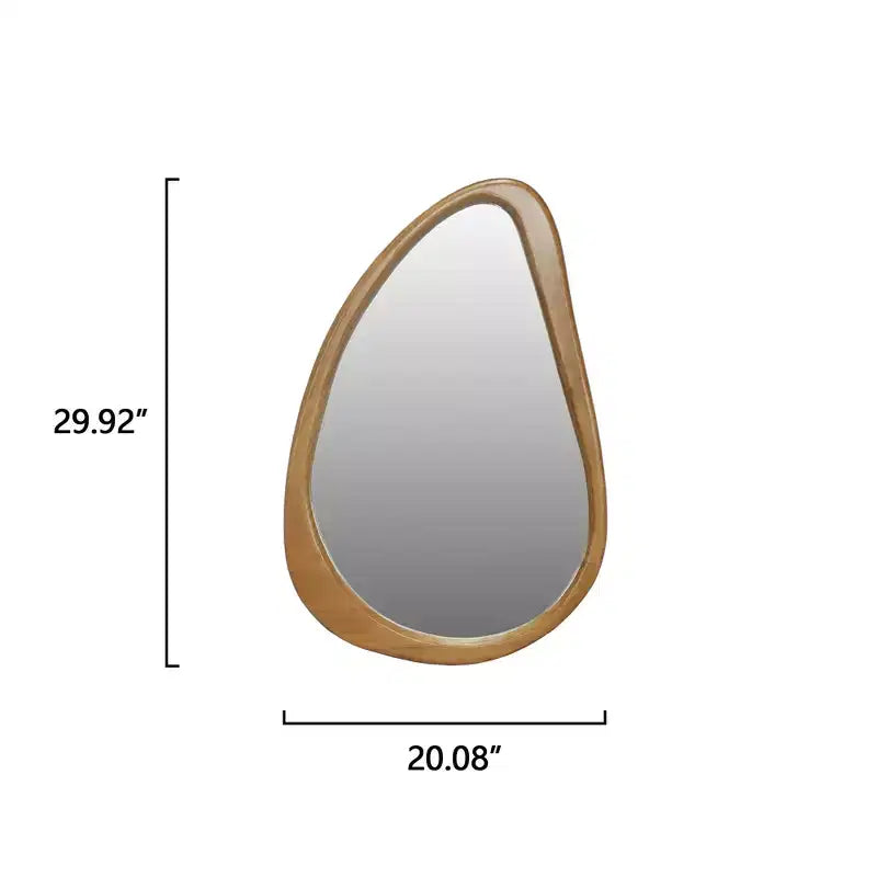 GDFStudio Jenera Modern Wood Irregular Teardrop Wall Mirror
