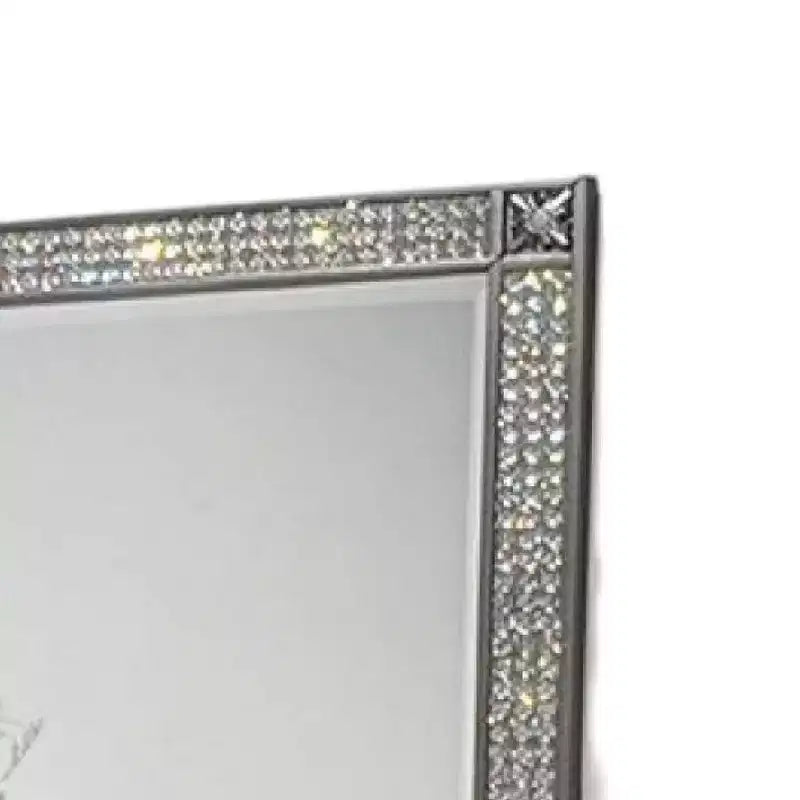 Royal Hampton Dresser Mirror, Crystal Trim Frame, 46 Inch Gray Solid Wood