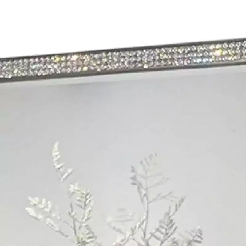 Royal Hampton Dresser Mirror, Crystal Trim Frame, 46 Inch Gray Solid Wood