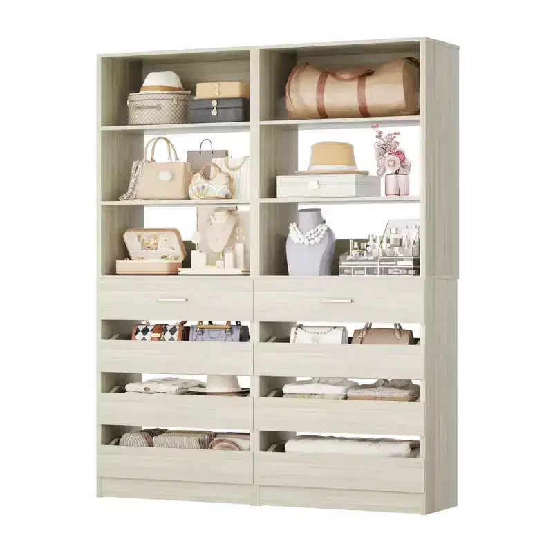 Besiost Closet Organizer System with Wood Drawers and Shelves