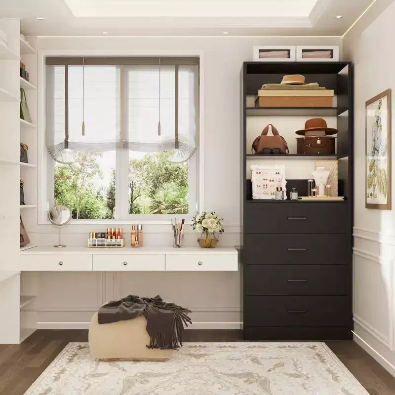 Besiost Closet Organizer System with Wood Drawers and Shelves