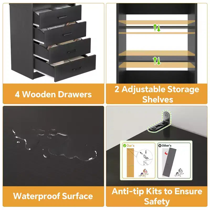 Besiost Closet Organizer System with Wood Drawers and Shelves