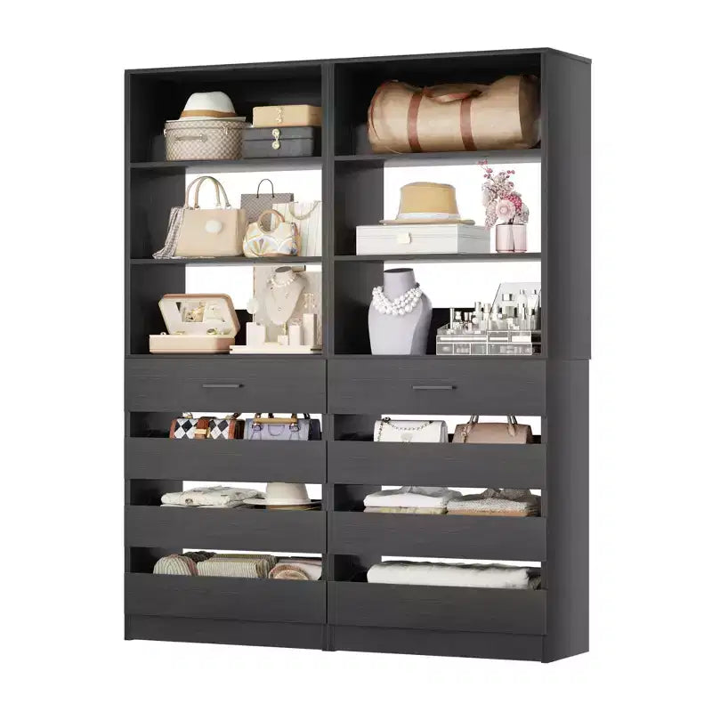 Besiost Closet Organizer System with Wood Drawers and Shelves