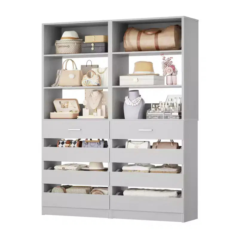 Besiost Closet Organizer System with Wood Drawers and Shelves