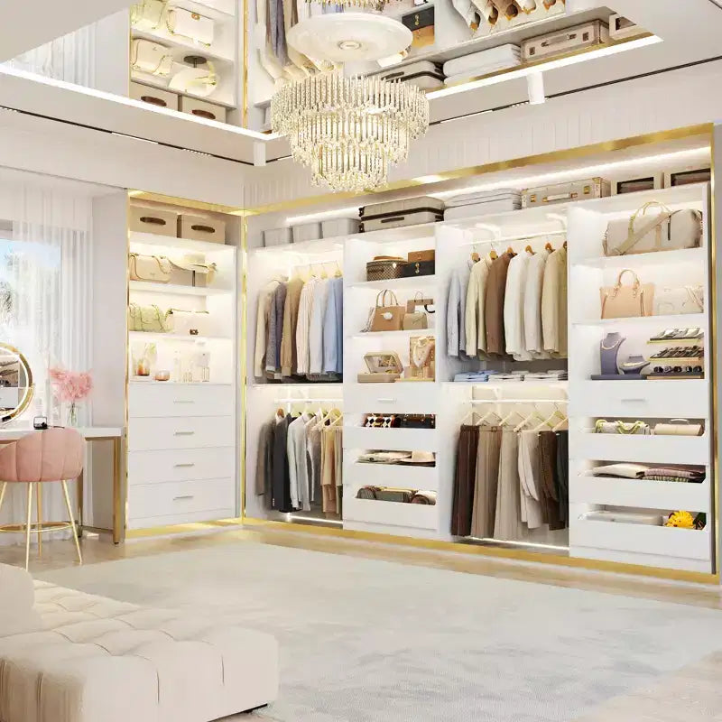 Besiost Closet Organizer System with Wood Drawers and Shelves