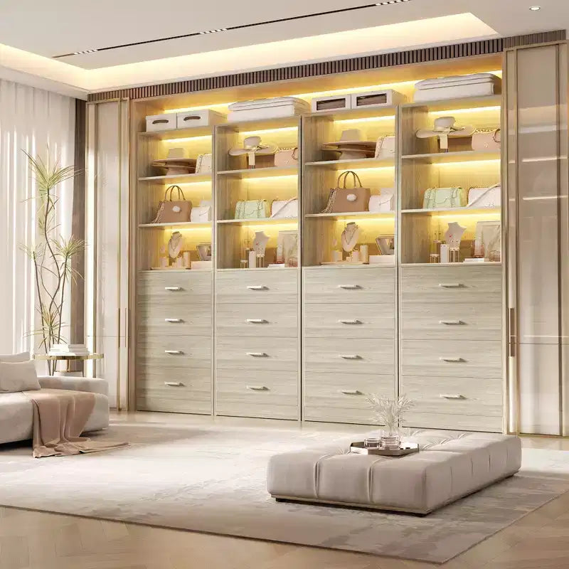 Besiost Closet Organizer System with Wood Drawers and Shelves