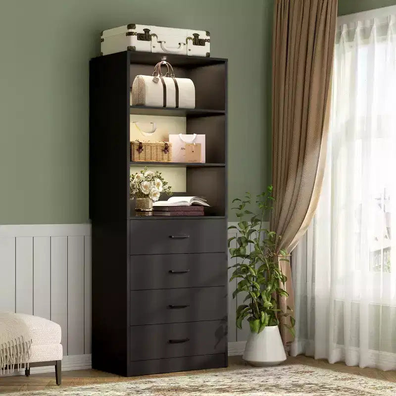 Besiost Closet Organizer System with Wood Drawers and Shelves