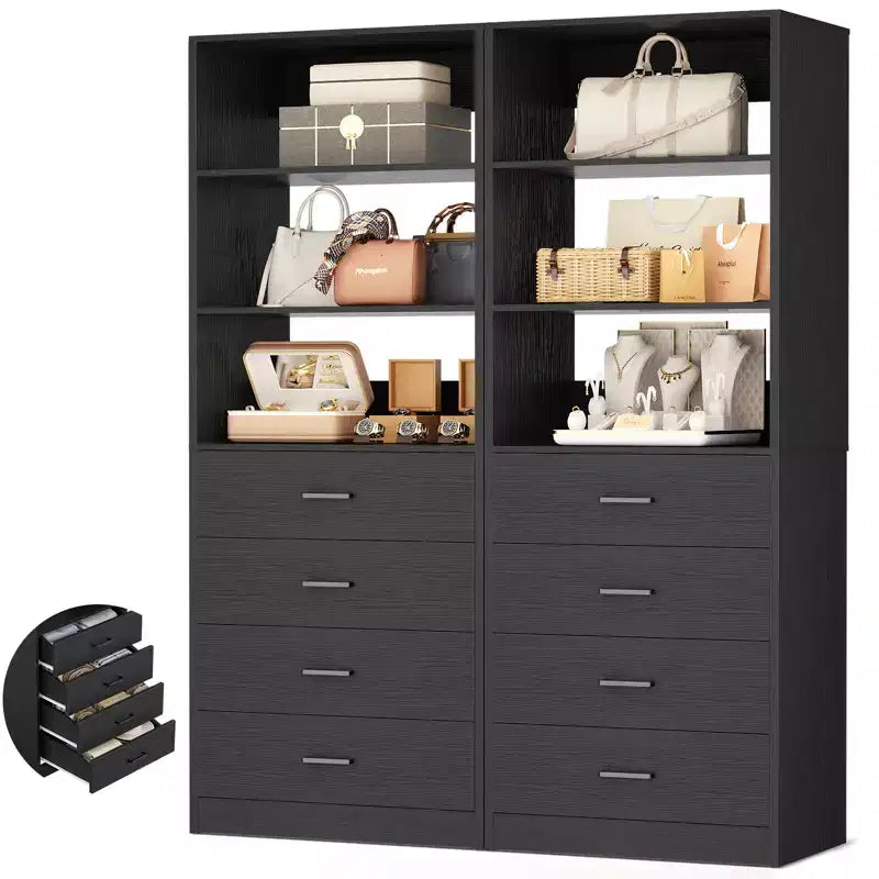 Besiost Closet Organizer System with Wood Drawers and Shelves