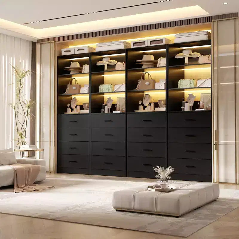 Besiost Closet Organizer System with Wood Drawers and Shelves