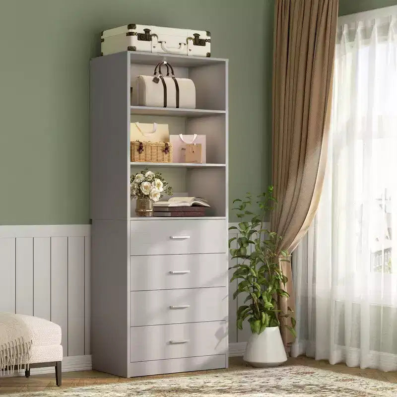 Besiost Closet Organizer System with Wood Drawers and Shelves