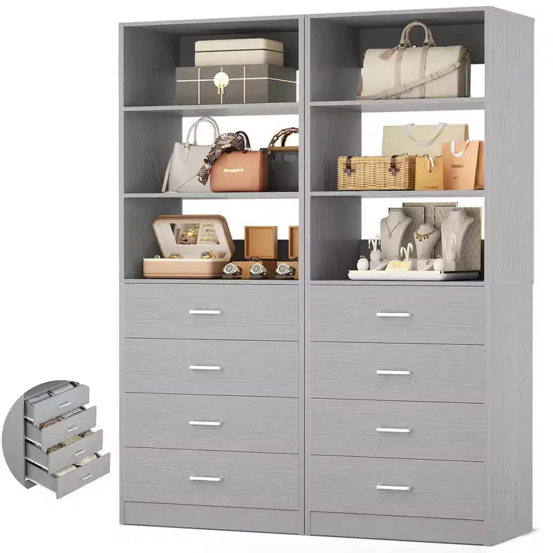 Besiost Closet Organizer System with Wood Drawers and Shelves