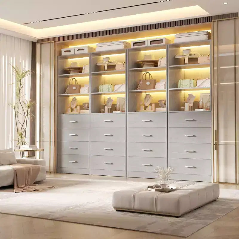 Besiost Closet Organizer System with Wood Drawers and Shelves