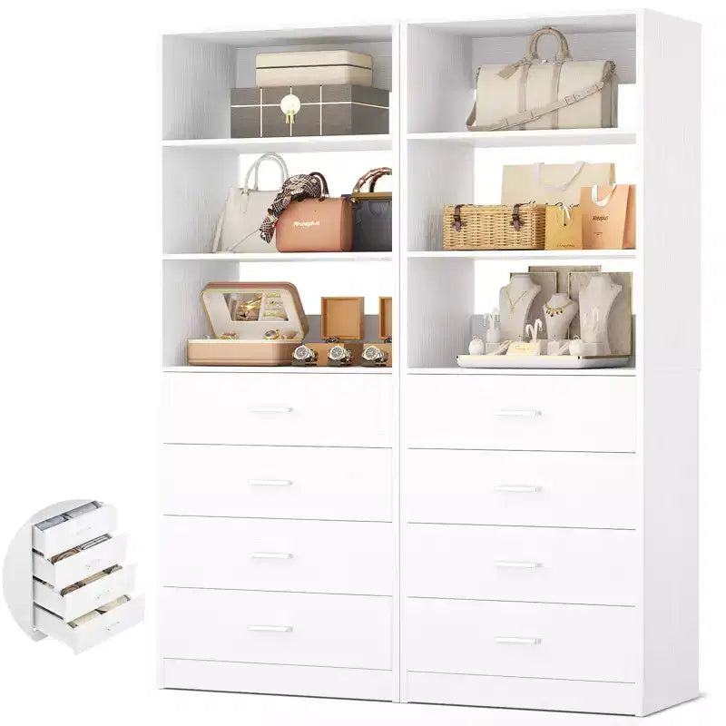 Besiost Closet Organizer System with Wood Drawers and Shelves