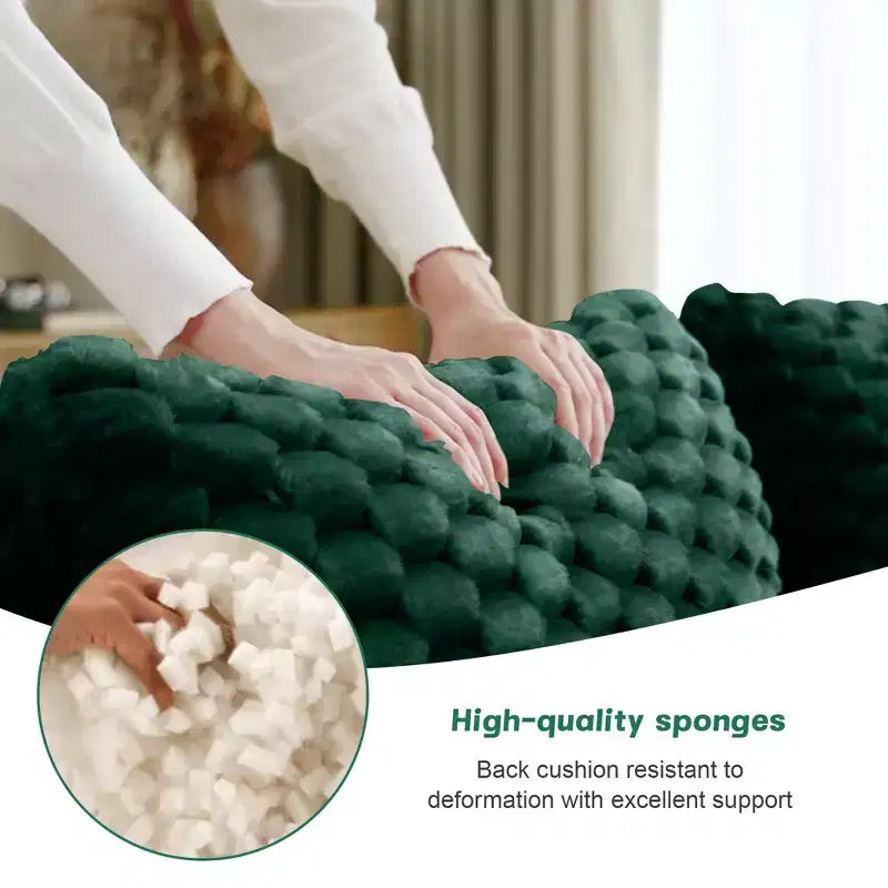 146 U-Shaped Modular Sofa Flannelette 4-Seater Ottoman Buckle No Assembly Green
