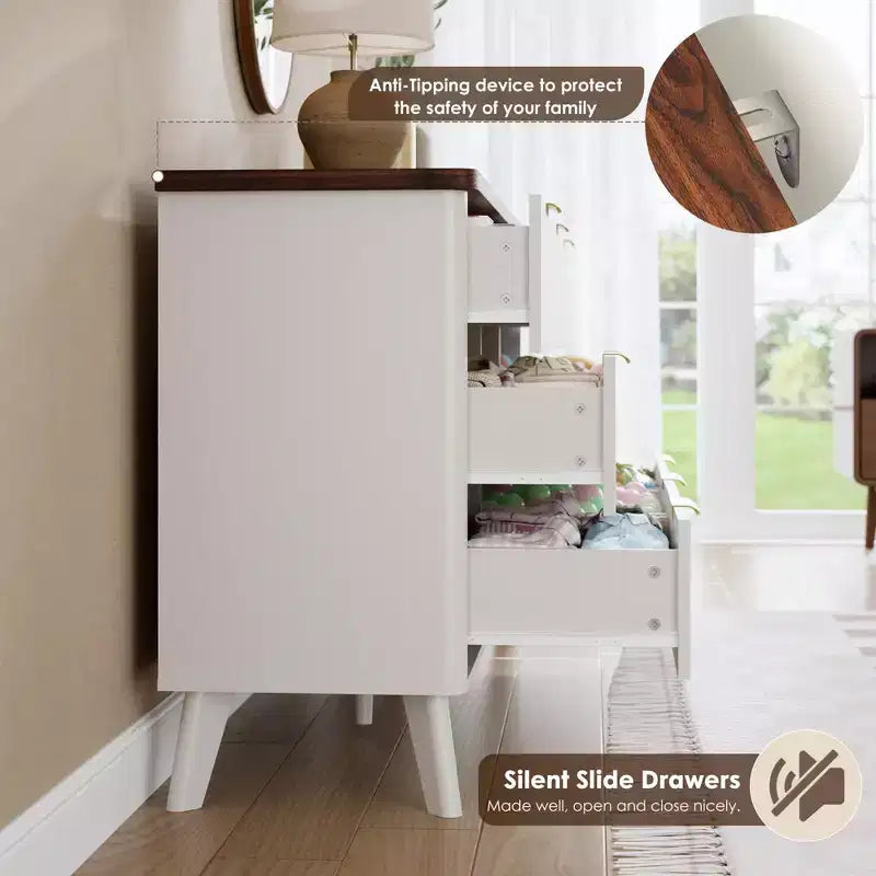 Fluted Dresser for Bedroom with 9 Deep Drawers, 60.6 in Wide Modern Chest of Drawers