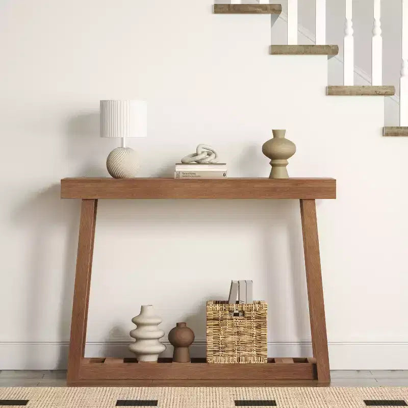 Galano Wood Console Table with Bottom Shelf 43 W x 12 D x 32 H