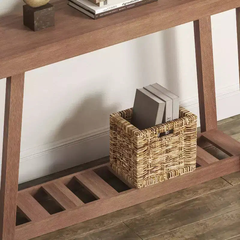Galano Wood Console Table with Bottom Shelf 43 W x 12 D x 32 H