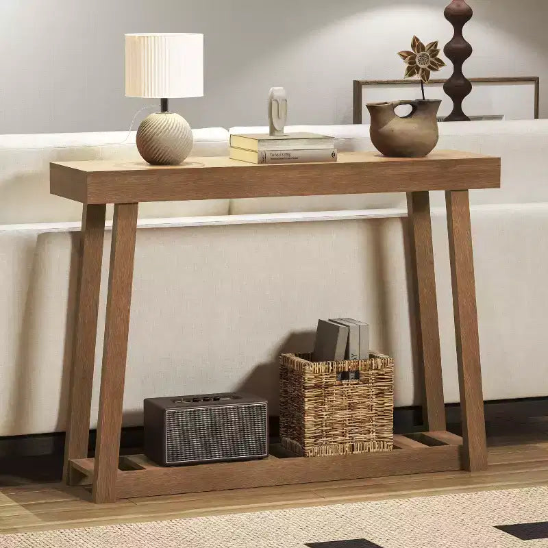 Galano Wood Console Table with Bottom Shelf 43 W x 12 D x 32 H