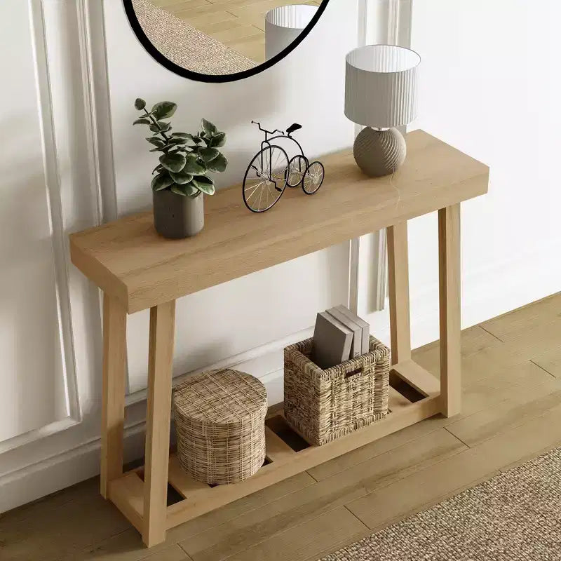 Galano Wood Console Table with Bottom Shelf 43 W x 12 D x 32 H
