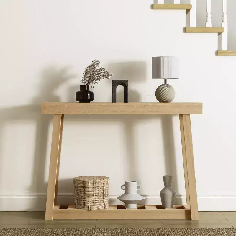 Galano Wood Console Table with Bottom Shelf 43 W x 12 D x 32 H
