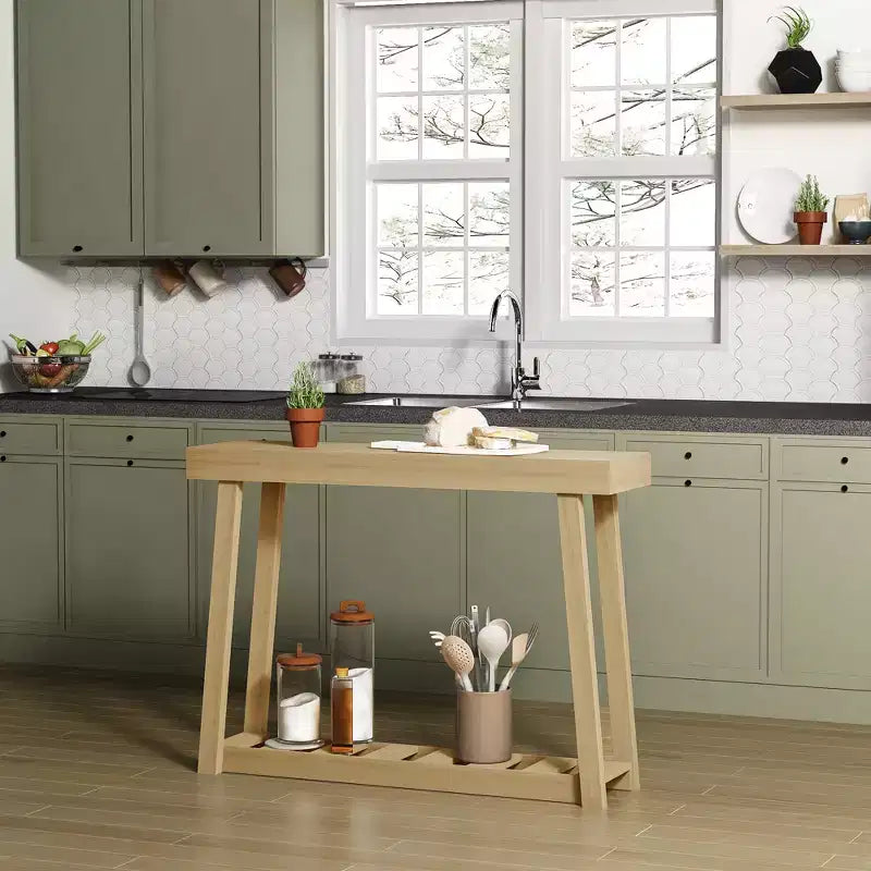 Galano Wood Console Table with Bottom Shelf 43 W x 12 D x 32 H