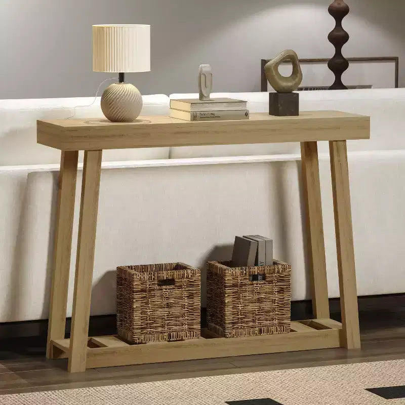 Galano Wood Console Table with Bottom Shelf 43 W x 12 D x 32 H
