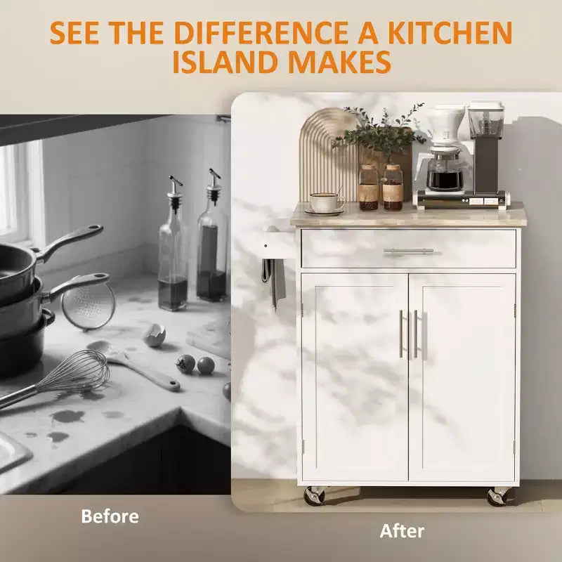Dessertes de cuisine roulantes avec tiroir, armoire de rangement et porte-serviettes