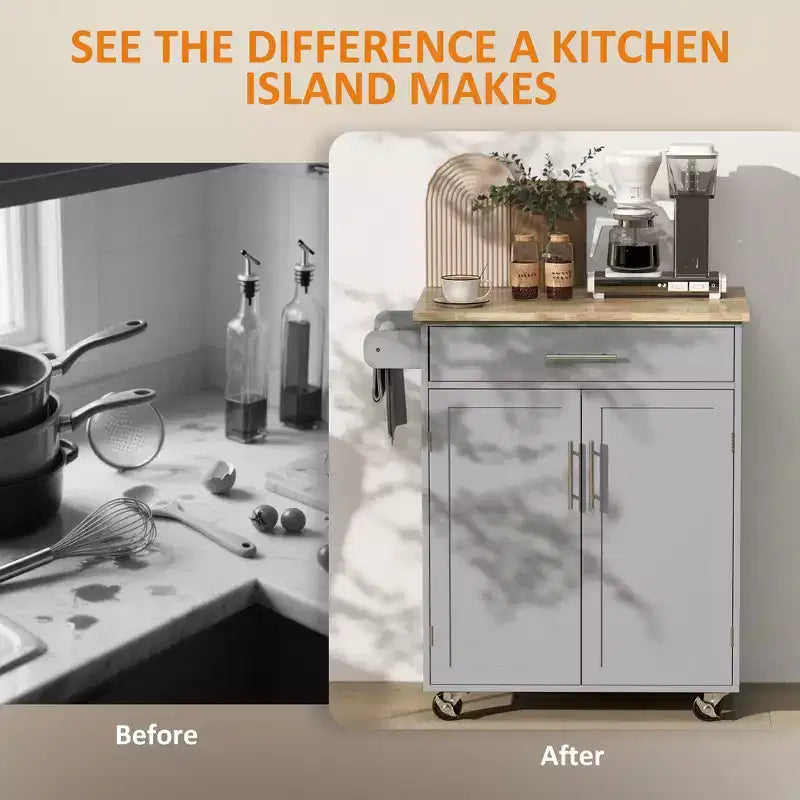 Dessertes de cuisine roulantes avec tiroir, armoire de rangement et porte-serviettes