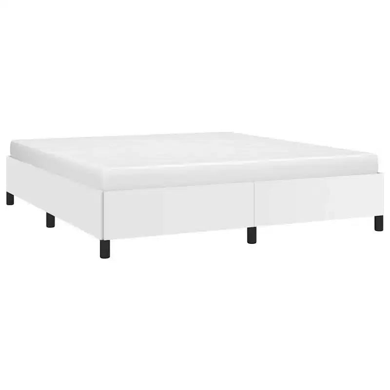 Bed Frame White Faux leather, plywood, engineered wood King