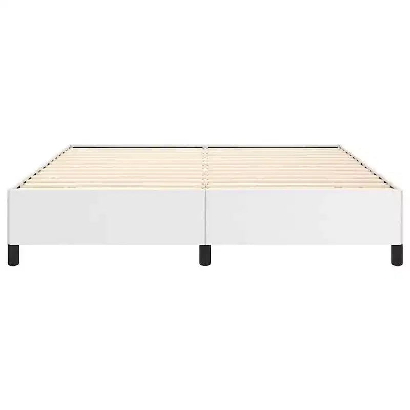 Bed Frame White Faux leather, plywood, engineered wood King