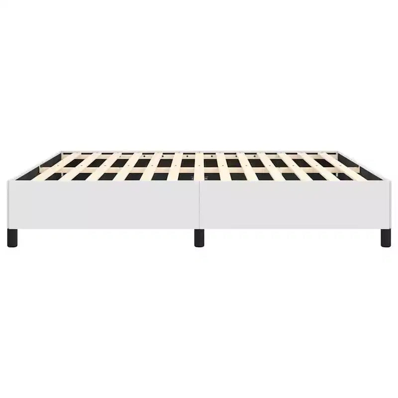 Bed Frame White Faux leather, plywood, engineered wood King