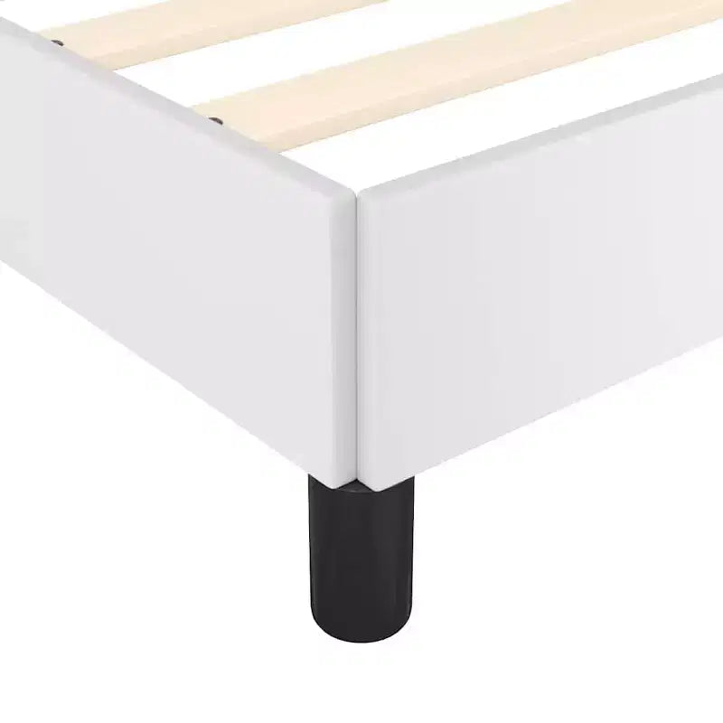 Bed Frame White Faux leather, plywood, engineered wood King