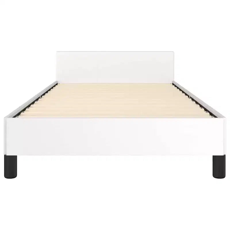 Bed Frame With Headboard White Faux leather, Plywood, Engineered wood