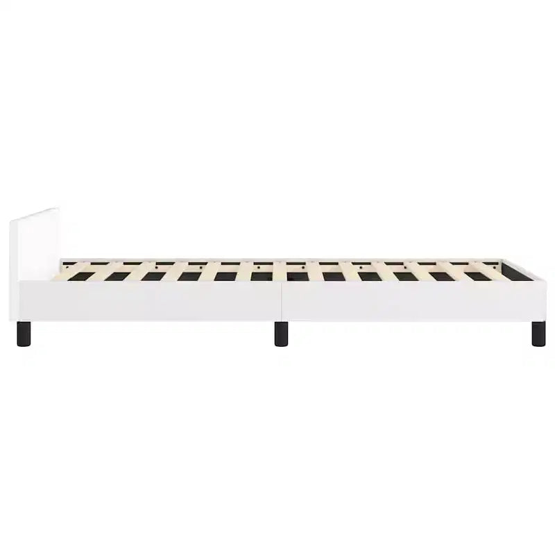 Bed Frame With Headboard White Faux leather, Plywood, Engineered wood