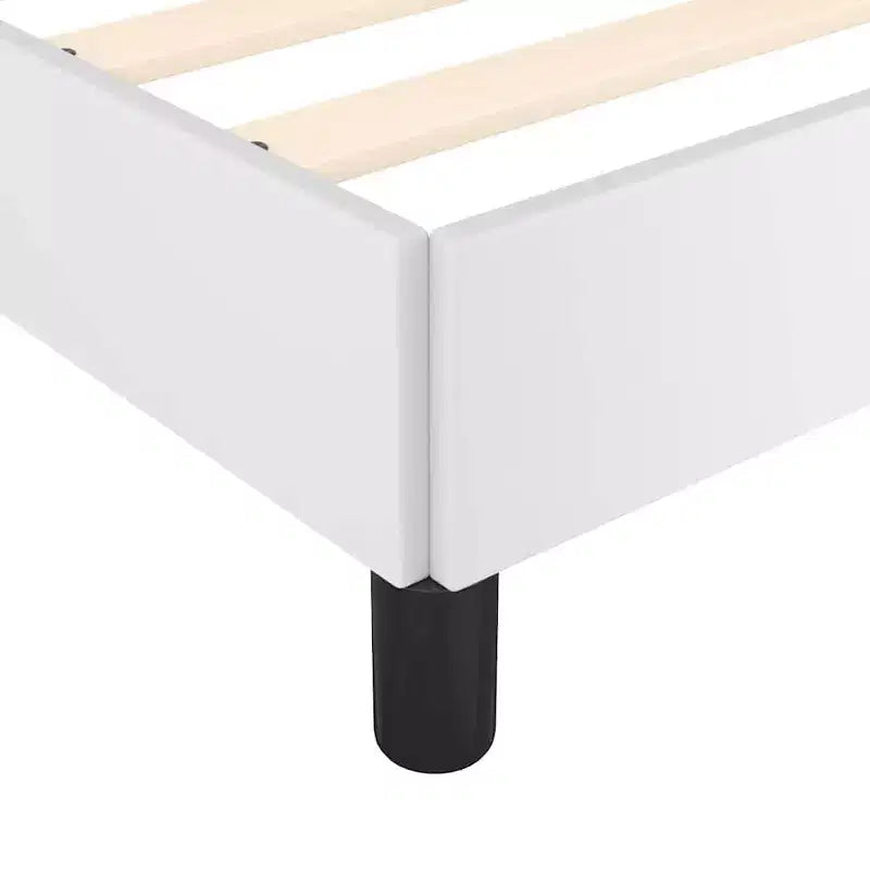 Bed Frame With Headboard White Faux leather, Plywood, Engineered wood