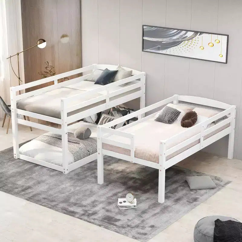 Whisen Twin Size Triple Bunk Bed with Storage Staircase, Separate Design
