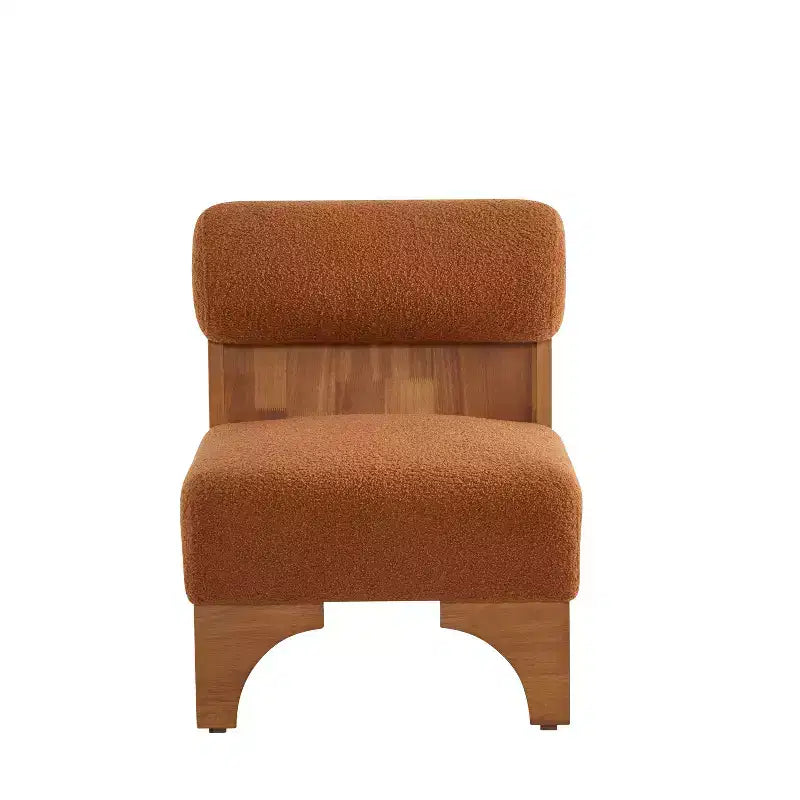 Homy Casa Accent Chair with Rolled Backrest and Solid Wood Base, Boucle Upholstery