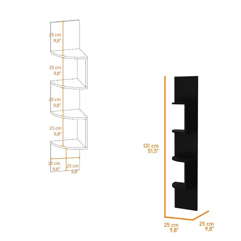 Homy Casa Modern 4-Tier Wall Mounted Corner Shelf, Space-Saving Display Storage