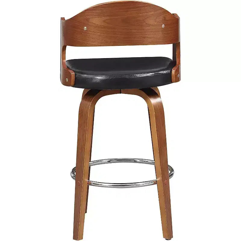 Okak 27 Inch Counter Stools 1PC, Mid-Century Swivel Barstools with Faux Leather Upholstery and Wood Frame, Copper Accent Bar Chairs for Kitchen