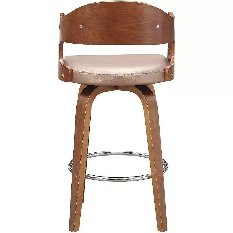 Okak 27 Inch Counter Stools 1PC, Mid-Century Swivel Barstools with Faux Leather Upholstery and Wood Frame, Copper Accent Bar Chairs for Kitchen