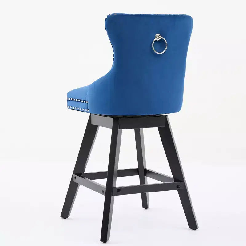 Okak Swivel Bar Stools Set of 2, Upholstered Velvet Stools with Button Tufting and Chrome Nailhead Trim, Leisure Style Counter Height Stools