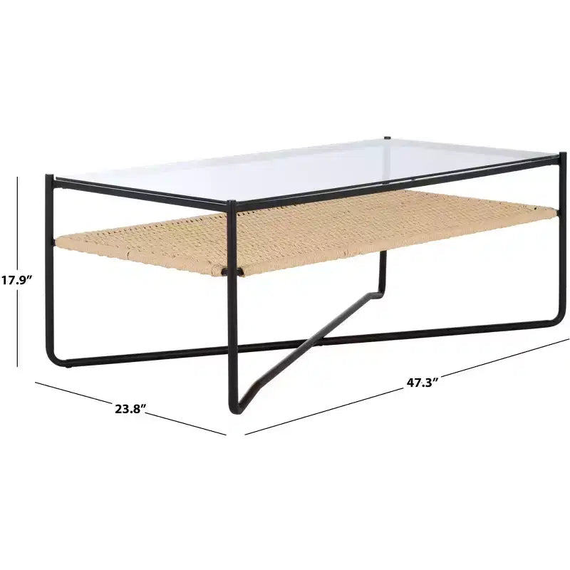 Omaka 1 Shelf Coffee Table - COF2308A - Natural/Black - Safavieh