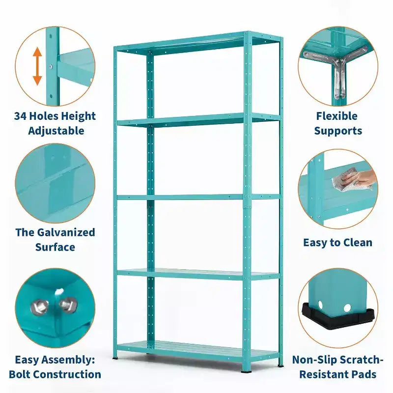 COZONY Étagère de Rangement à 5 Niveaux, Étagère Métallique Robuste Réglable pour Garage, Cellier, Cuisine