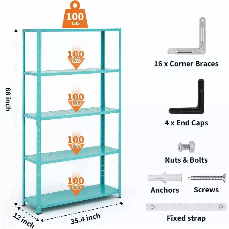 COZONY 5 Shelf Storage Unit, Heavy Duty Metal Adjustable Shelving for Garage Pantry Kitchen