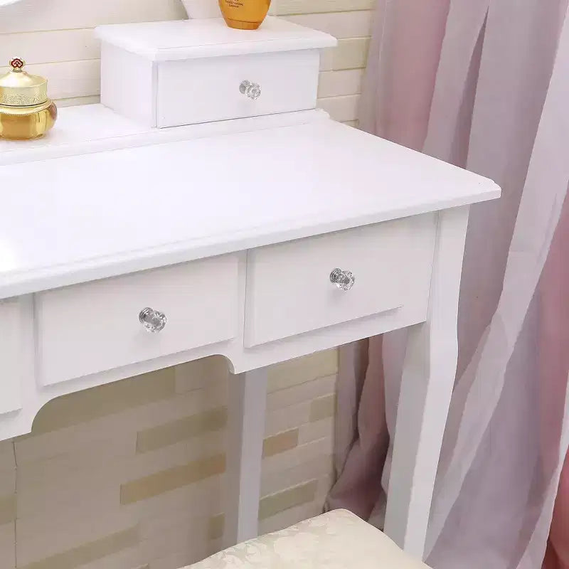 Vanity Desk, Girls Vanity Set with Lighted Mirror and Stool, Makeup Table with 5 Drawers,Vanity Dressing Table