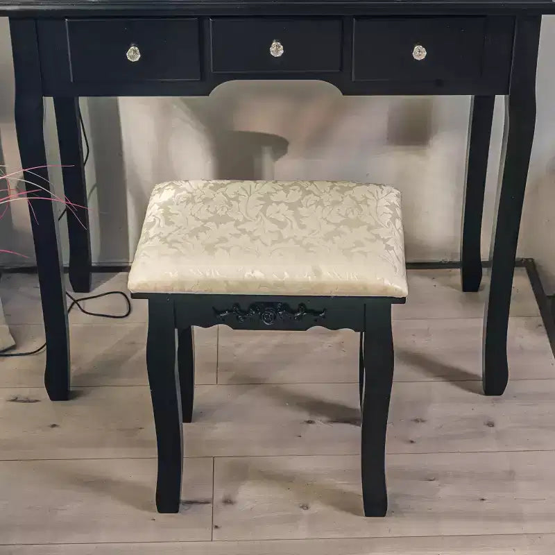 Vanity Desk, Girls Vanity Set with Lighted Mirror and Stool, Makeup Table with 5 Drawers,Vanity Dressing Table