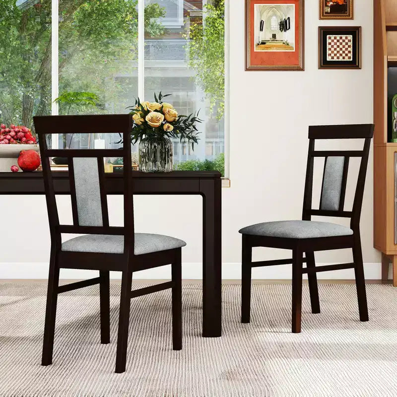 Costway Lot de 4 Chaises de Salle à Manger Modernes avec Assise et Dossier Rembourrés Pieds en Bois d'Hévéa